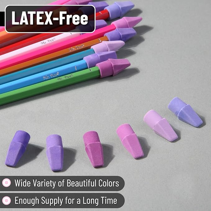 Mr. Pen- Pencil Top Erasers, 120 Pack, 6 Different Purple Shade Colors | - Image 4