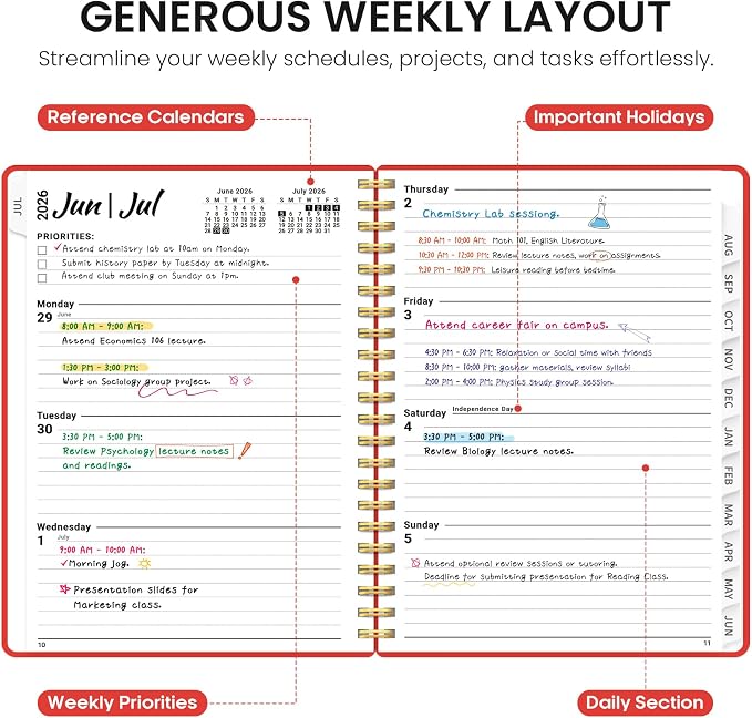 Planner 2026-2027, 8.5" x 11" Weekly and Monthly Academic Year Planner Calendar - Image 3