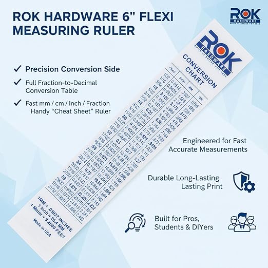 25 Pack Rok Hardware Measuring Plastic Flexi 6" Easy Read 15 cm English Metric - Image 4