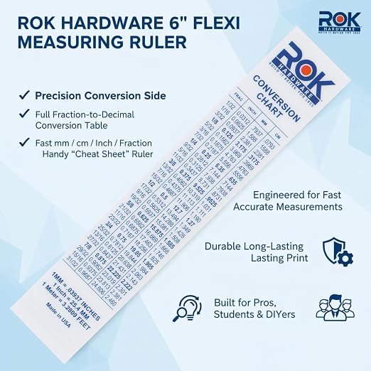 2 Pack Rok Hardware Measuring Plastic Flexi 6" Easy Read 15 cm English Metric - Image 4