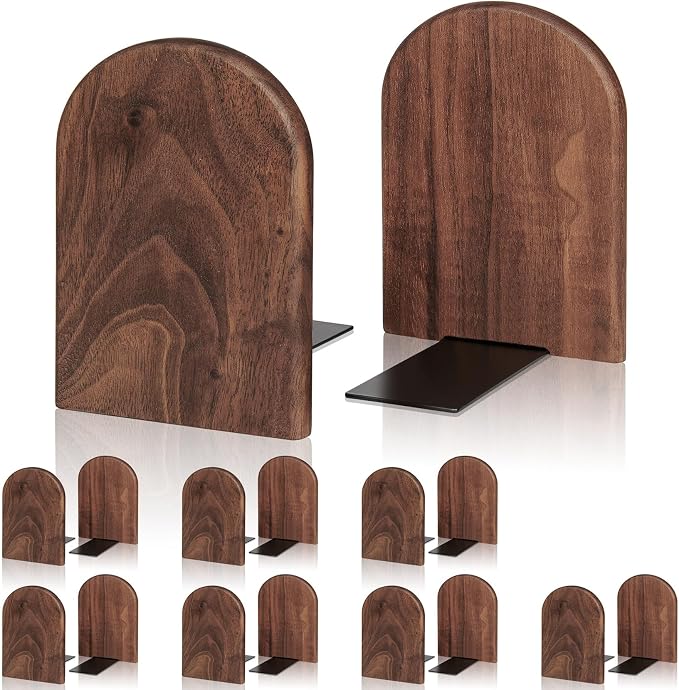 Book Ends, 8 Pack Large Bookends Wood Book Ends Universal Economy Bookend by shikaman