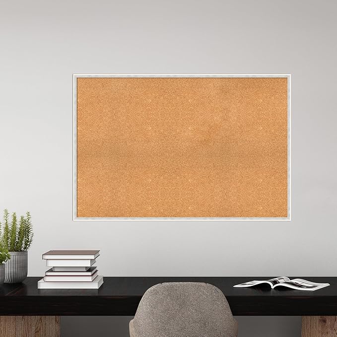 Amanti Art Natural Cork Board for Wall, 33x49 Vision Board with White Frame, Oversize Corkboard Office Decor for Home Organization, Modern Corkboard Pinboard to Display Items for Home Organization in-DeskLoop Office