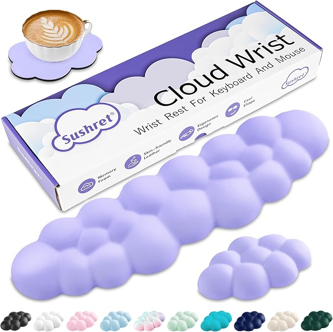 Sushret Cloud Wrist Rest Keyboard, Cloud Keyboard Wrist Pad Set by Sushret