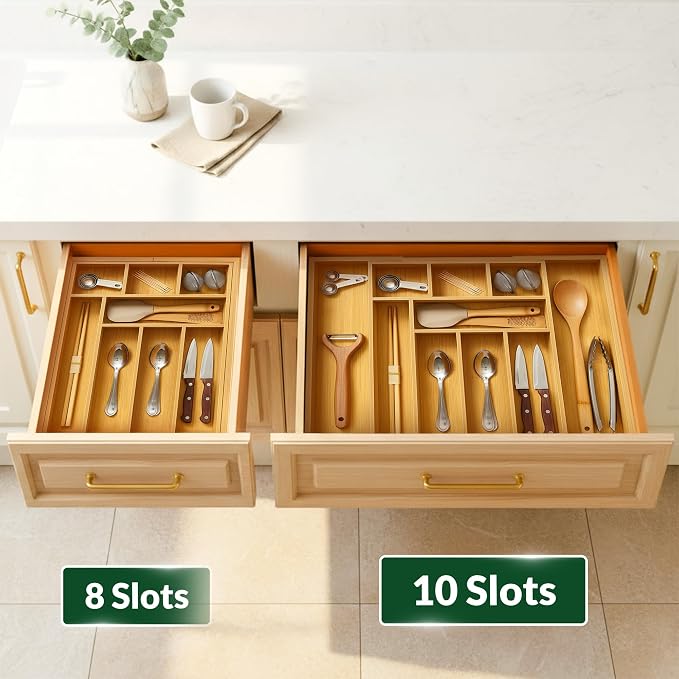 DAVIDOK Expandable Bamboo Drawer Organizer - Image 5
