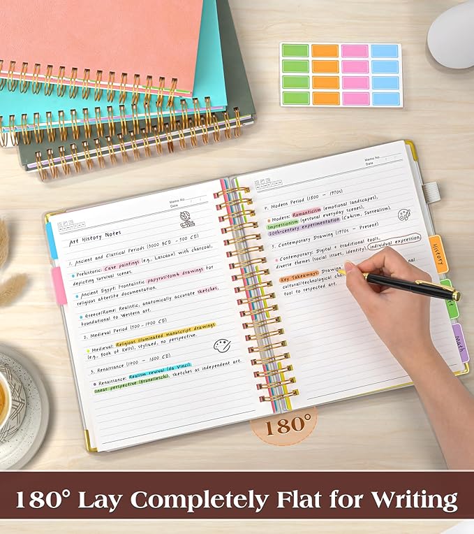 Spiral Notebook Journal with Removable Dividers Tabs, 300 Pages Hardcover - Image 6