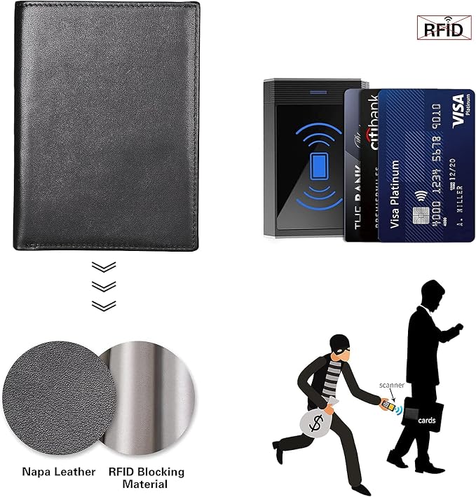 Polare RFID Blocking Napa Leather Passport Holder Travel Wallet - Image 7