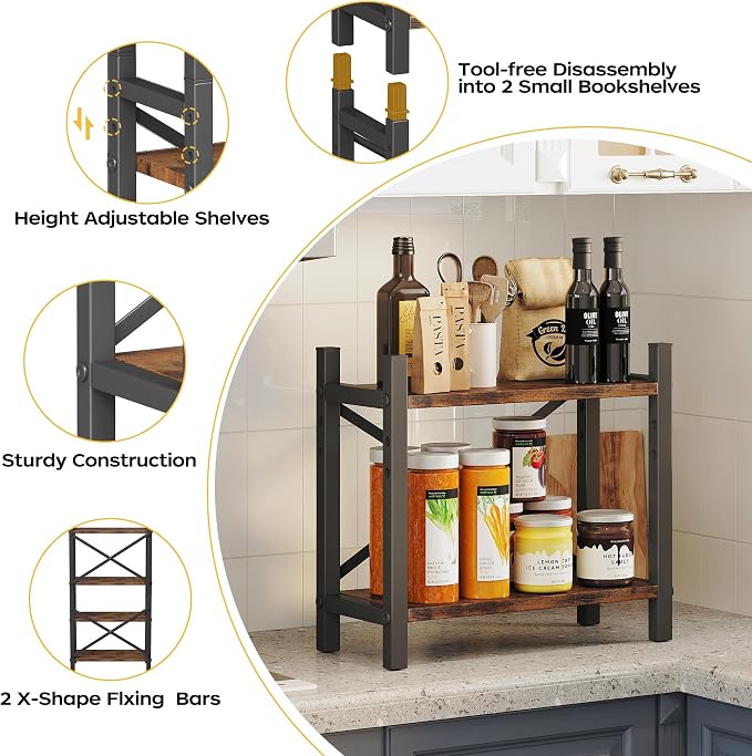 2-Pack Desktop Bookshelf, 4-Tier Stackable Narrow Bookcase, Adjustable - Image 5