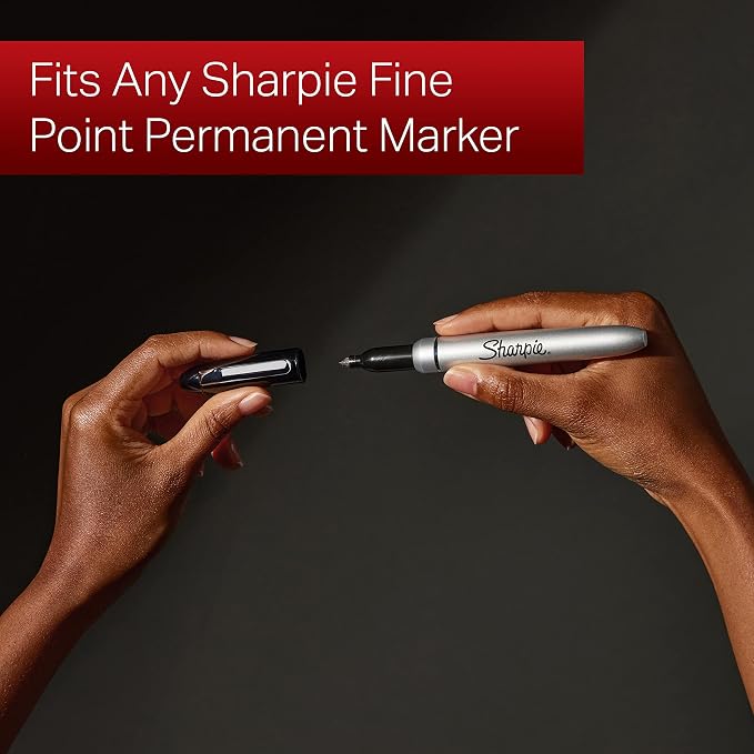 Sharpie Permanent Markers with Stainless Steel Marker Case Fine Point Black 6 - Image 3