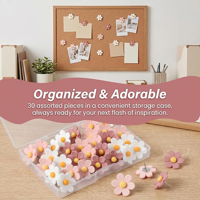 Cute Flower Push Pins, Decorative Bulletin Board Pins - Image 9