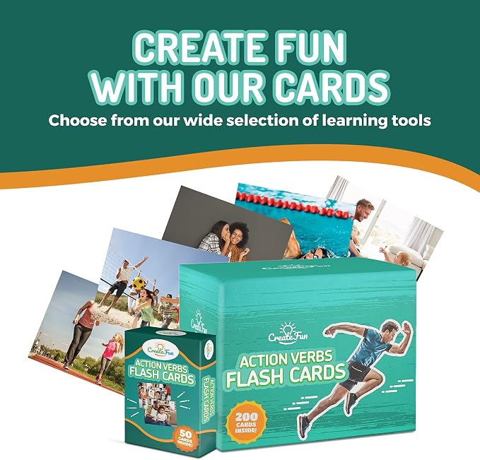 50 Action Verbs Flash Cards - Image 8