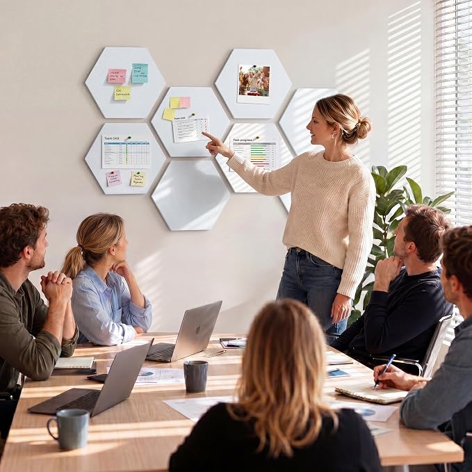 8 Pack Hexagon Felt Bulletin Board Tiles - Image 8