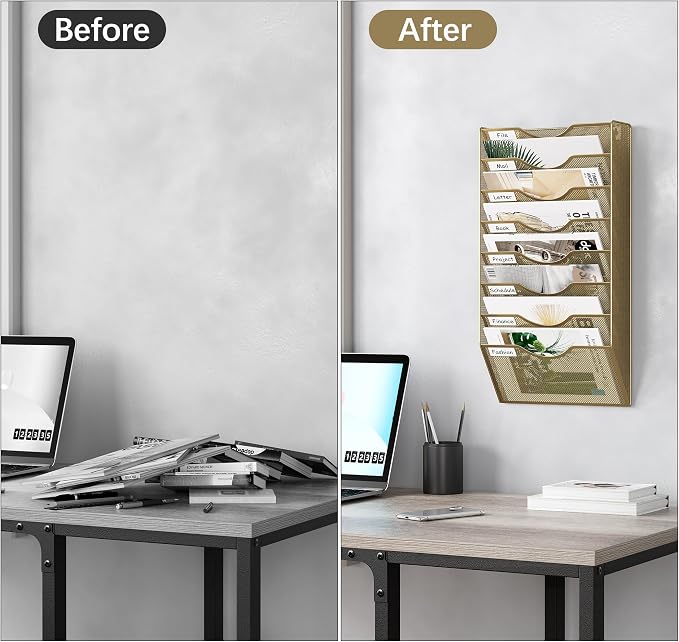 EasyPAG 8 Pocket Mesh Wall File Organizer, Hanging Paper Folder Holder - Image 5