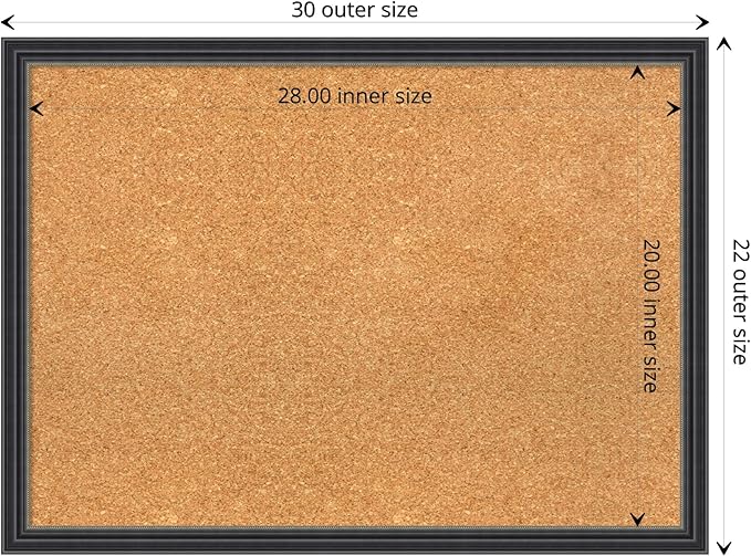 Amanti Art Natural Cork Board for Wall, 22x30 Vision Board with Black Wood Frame, Medium Corkboard Office Decor for Home Organization, Traditional Corkboard Pinboard to display items for home-DeskLoop Office