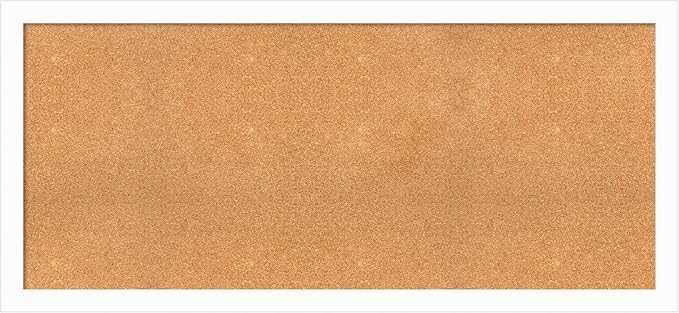 Amanti Art Natural Cork Board for Wall, 27x59 Vision Board with White Frame, Oversize Corkboard Office Decor for Home Organization, Casual Corkboard Pinboard to Display Items for Home Organization in-DeskLoop Office