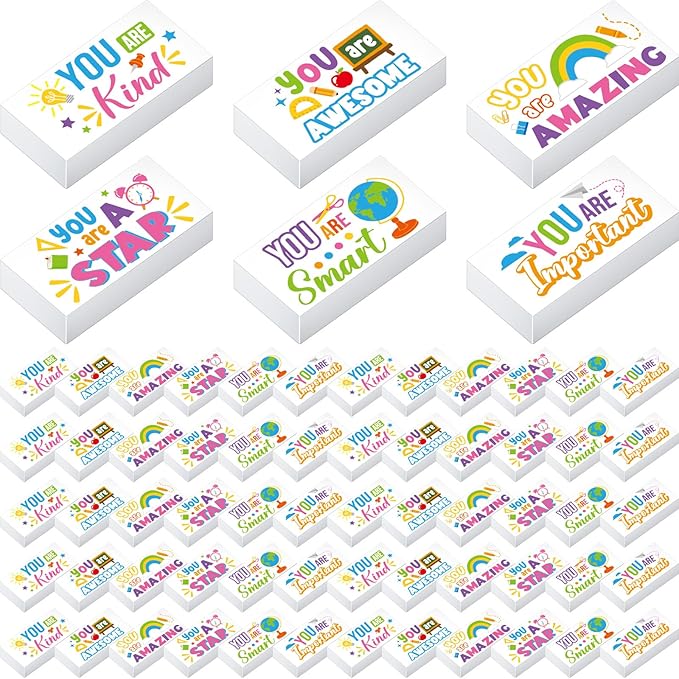 180 Pcs Inspirational Erasers for Kids Christian Pencil Erasers Bulk, Back-to-School Gifts Motivational and Cute Supplies for Students Classrooms, Drawing(White,Inspirational)-DeskLoop Office