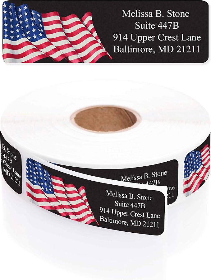 Metallic Prismatic American Flag Rolled Address Labels by ArtisticDirect