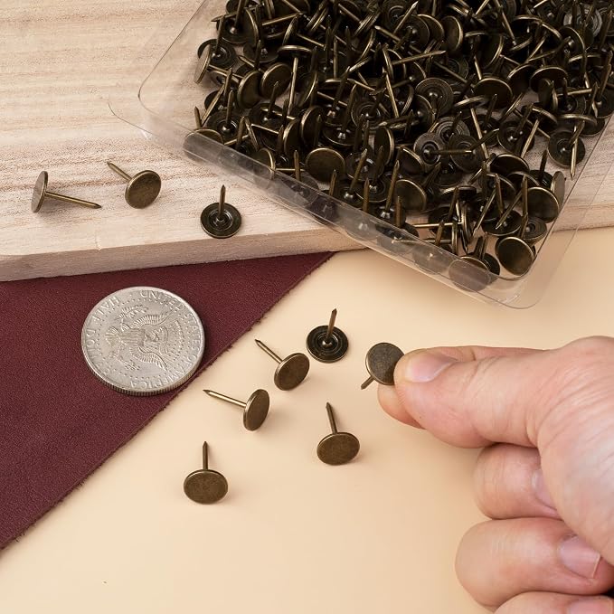 120pcs Flat Head Thumb Tacks for Wall, Bronze Heavy Duty Upholstery Push Pins - Image 3