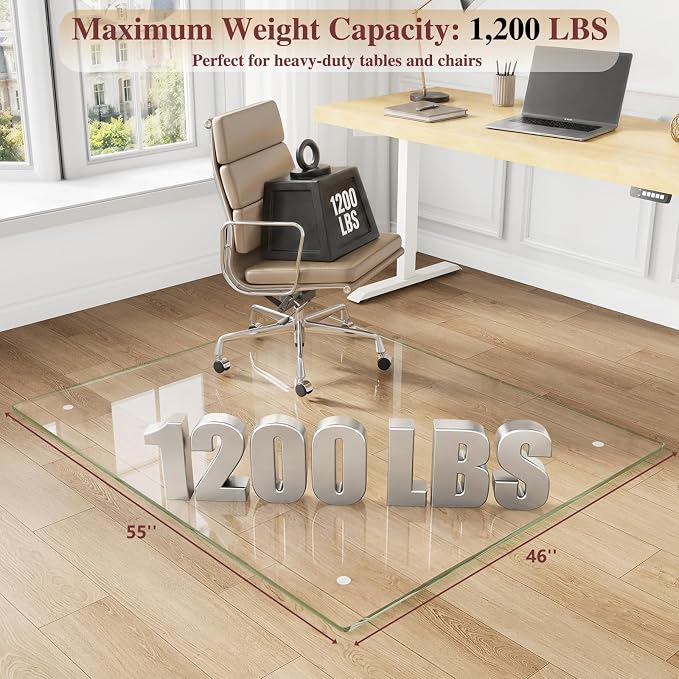Tempered Glass Office Chair Mat, Heavy Duty 0.2" Thick Computer Chair Mat - Image 2