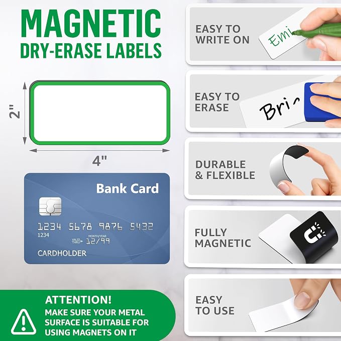 100 Pack Dry Erase Magnetic Labels 2x4 in - Image 2