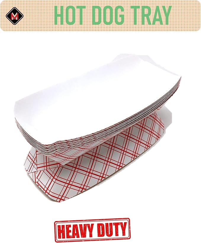 Mr Miracle 7 Inch Paper Hot Dog Tray in Red White Pattern. Pack of 250. - Image 2