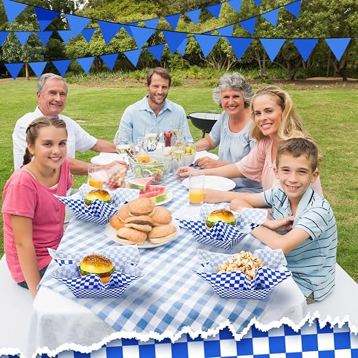 Geosar 100 Pcs Gingham Party Supplies Disposable Paper Food Trays Bulk - Image 6