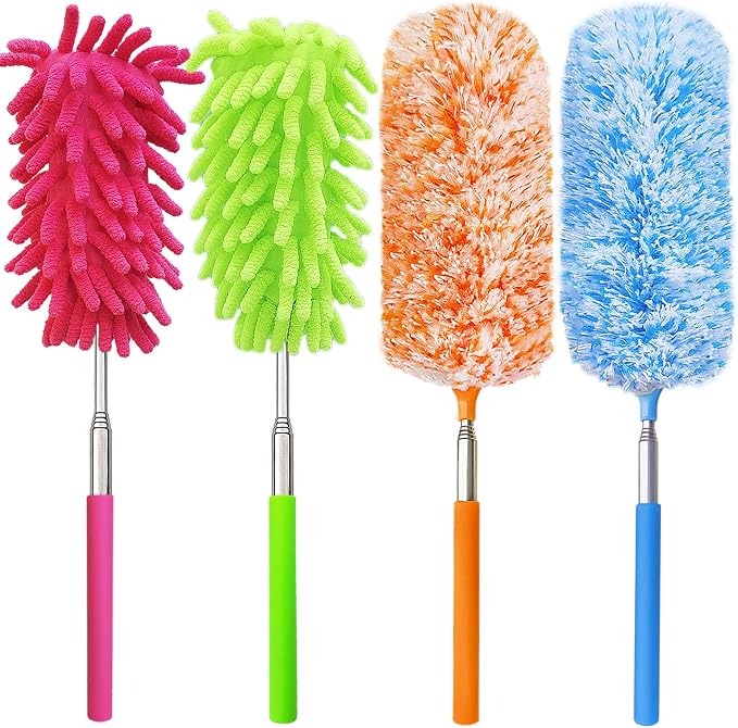 4 pcs Extendable and Washable Microfibre Feather Duster, Microfibre Cleaning by HDongany