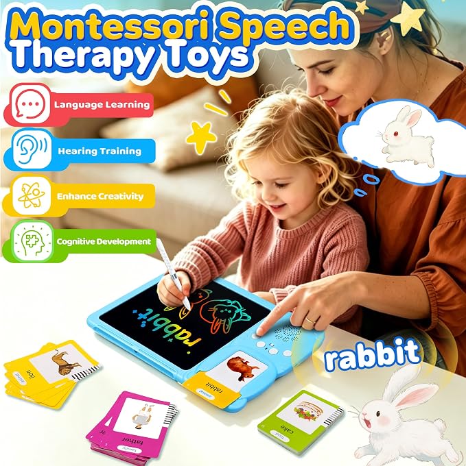 Talking Flash Cards for Toddlers Language Learning Sensory Educational Toys for - Image 3