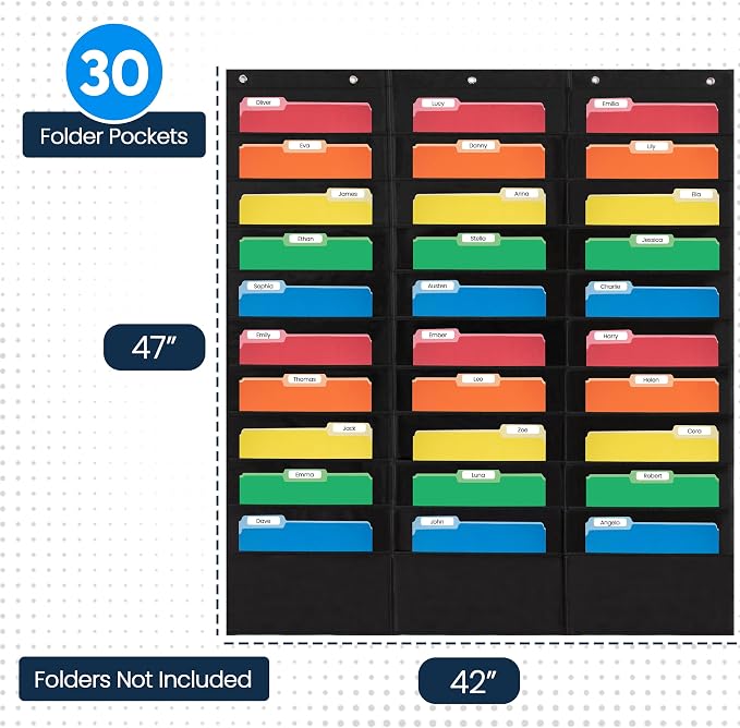 Essex Wares - 30 Pocket File Pocket Chart, and More - Wall Folder Organizer - - Image 2