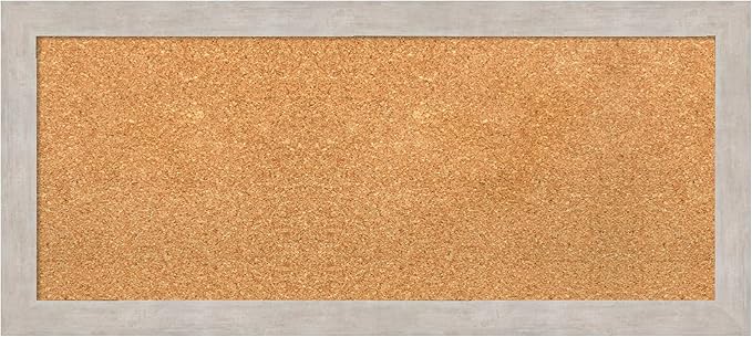 Amanti Art Natural Cork Board for Wall, 15x33 Vision Board with Silver Wood Frame, Medium Corkboard Office Decor for Home Organization, Casual Corkboard Pinboard to display items for home organization-DeskLoop Office