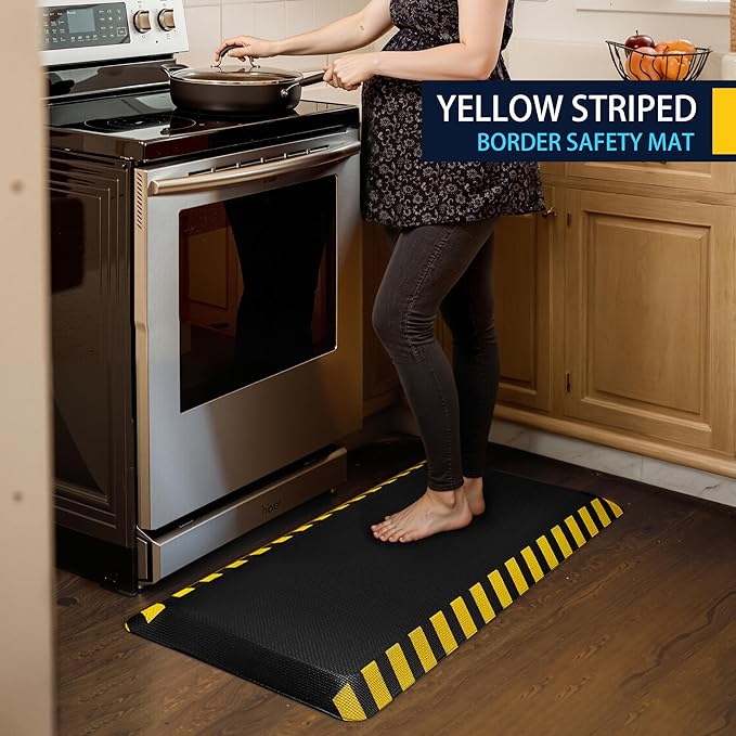 FEATOL Kitchen Mat for Floor, 9/10 Extra Thick Cushioned Anti Fatigue Floor Mat, Memory Foam Padded for Standing at Home, Kitchen, Garage, 20" x 48"-Support for Leg & Back Pain-DeskLoop Office