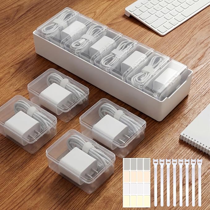 8 Individual Cable Organizer Boxes by Unknown