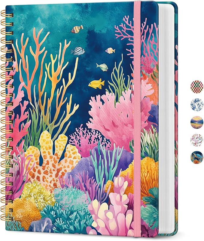 Lined Spiral Notebook Journal for Work, 300 Pages Thick B5 College Ruled by Taja