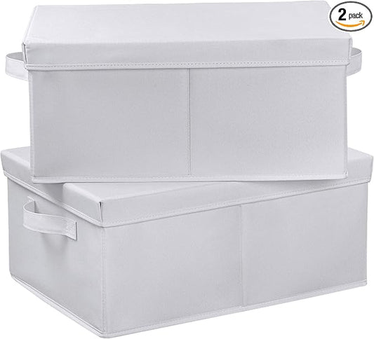 HOONEX Storage Bins with Lids for Organizing, Storage Boxes with 2 Carrying by HOONEX