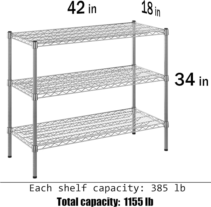 Regal Altair 18" Deep x 42" Wide x 34" Height Wire Shelving Kit | 3-Tier | NSF - Image 3