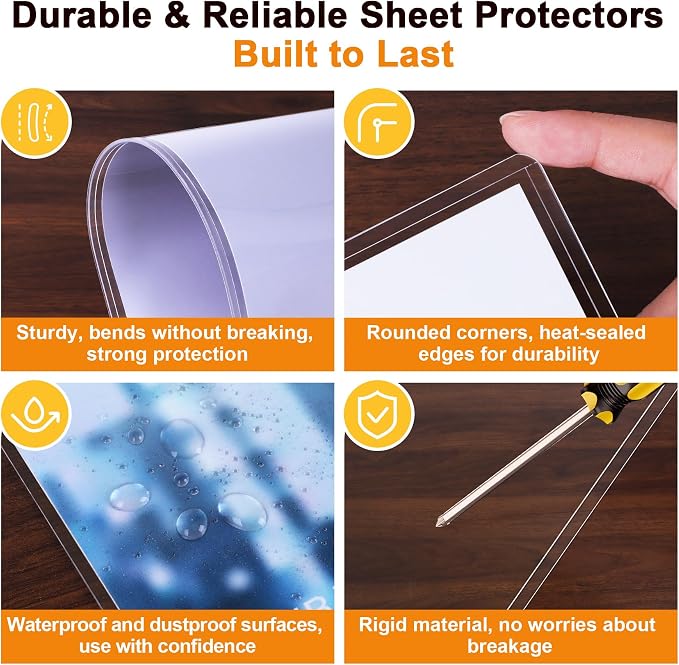 Ndsox 10 Pack 8.5" x 14" Rigid Print Protectors Clear Hard Plastic Sheet - Image 3