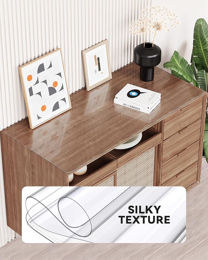 Oterri Clear Writing Desk Pad, 47.2’’x23.6” Heat Resistant Waterproof PVC Round - Image 3