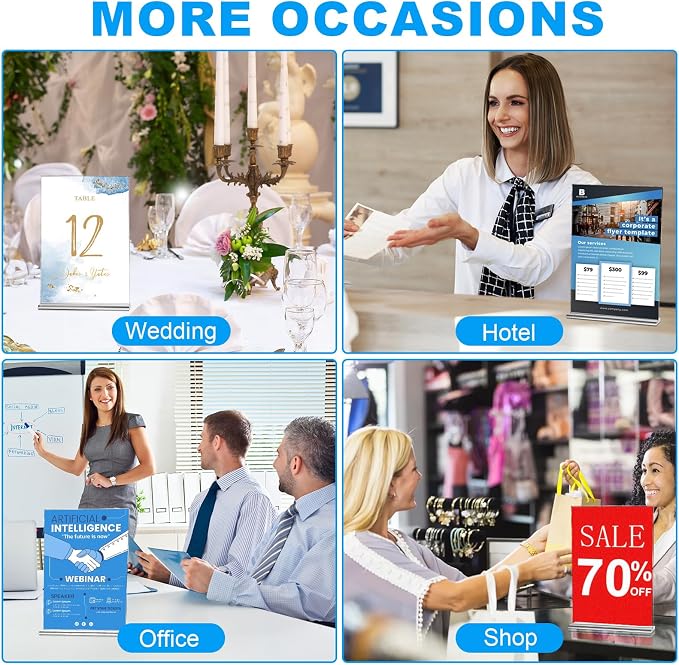 EHWINE 24 Pack Acrylic Sign Holders 4x6 Double-Sided Tabletop Display Stands - Image 6
