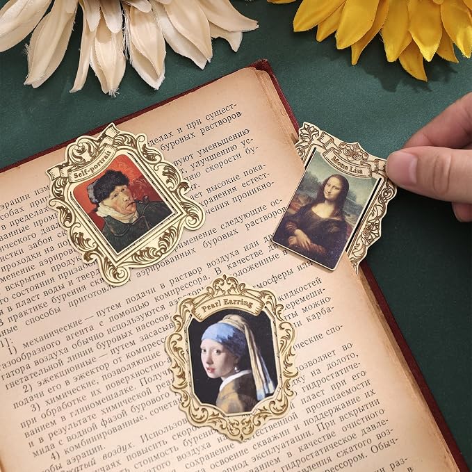 3 Pcs Vintage Metal Bookmark, Famous Oil Painting Theme Book Mark Unique Gift - Image 3