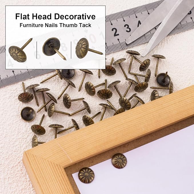 100pcs Metal Thumb Tacks, Heavy Duty Round Head Push Pins, Upholstery Tacks - Image 4