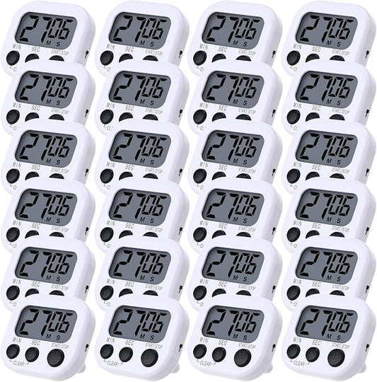 Leumoi 24 Pcs Digital Kitchen Timers Magnetic Back Timers Bulk Large Screen by Leumoi