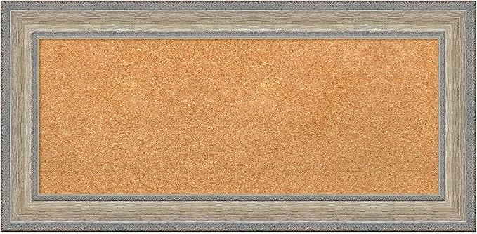 Amanti Art Natural Cork Board for Wall, 17x35 Vision Board with Silver Wood Frame, Medium Corkboard Office Decor for Home Organization, Traditional Corkboard Pinboard to Display Items for Home-DeskLoop Office