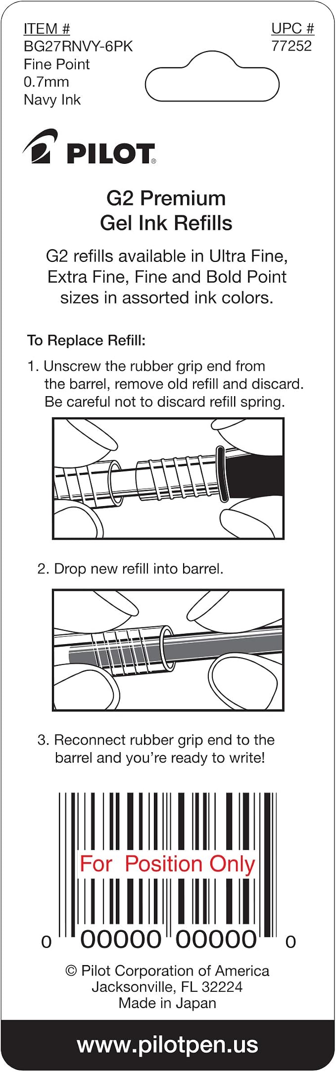 Pilot, G2 Gel Ink Refills, Fine Point 0.7 mm - Image 2
