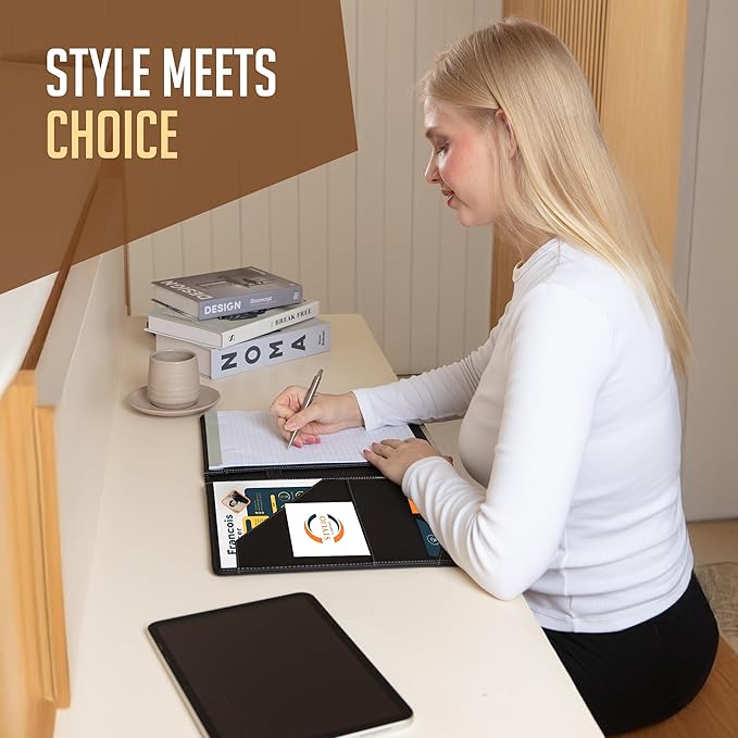 STYLIO Padfolio Portfolio Organizer Binder | Interview Resume Folder, Legal - Image 5