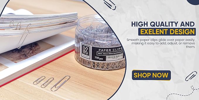 Kempshott 250 Large Paper Clips Smooth, Jumbo Paper Clips - Image 8