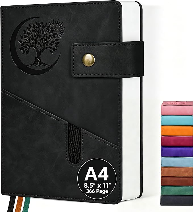 PAIBAS 8.5 x 11 Lined Notebook Journal 366 Pages Leather Journal by PAIBAS