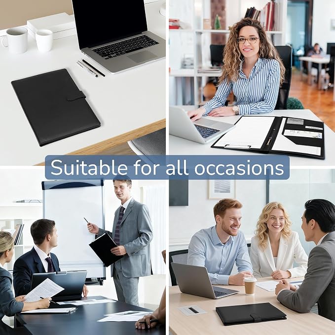 Professional Padfolio with Clipboard, Faux Leather Portfolio Folder Binder - Image 6