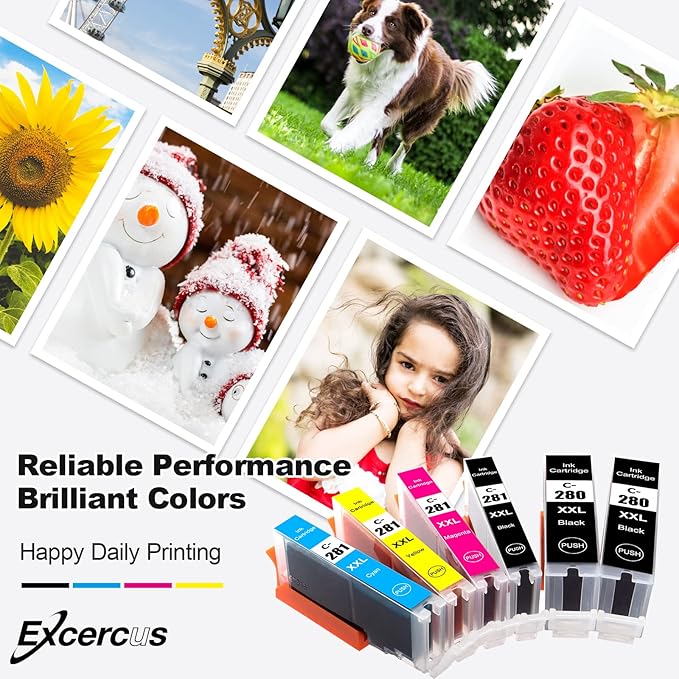 Compatible Ink Cartridge Replacement for Canon PGI-280 XXL CLI 281 Compatible with Canon Pixma TR7520 TR8520 TS6120 TS6220 TS6320 TS8120 TS8220 TS9120 TS9520 TS9521C (2PGBK & BK/C/M/Y 6 PK)-DeskLoop Office