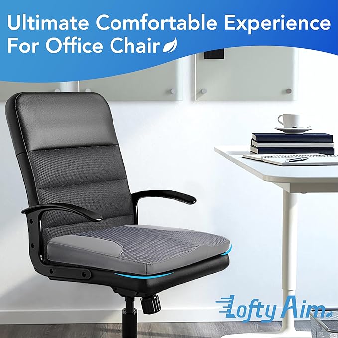 Car Seat Cushion, Comfortable Memory Foam Seat Pillow for Driving, Sciatica-Back Pain Relief, Cushion for Car-Truck, Office, Wheelchair - Dark Grey-DeskLoop Office