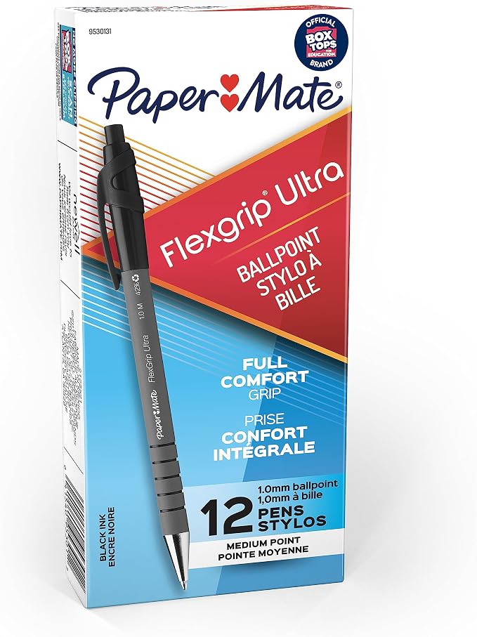 Paper Mate FlexGrip Ultra Retractable Ballpoint Pens, Medium Point, Journaling by Unknown
