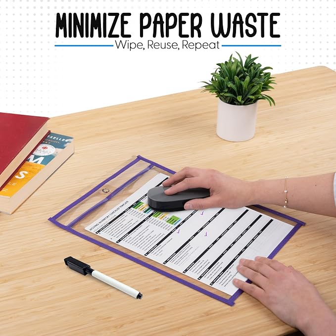 Essex Wares - 5 Pack, Job Ticket Holders, Reusable & Easy Erase Plastic Invoice - Image 3